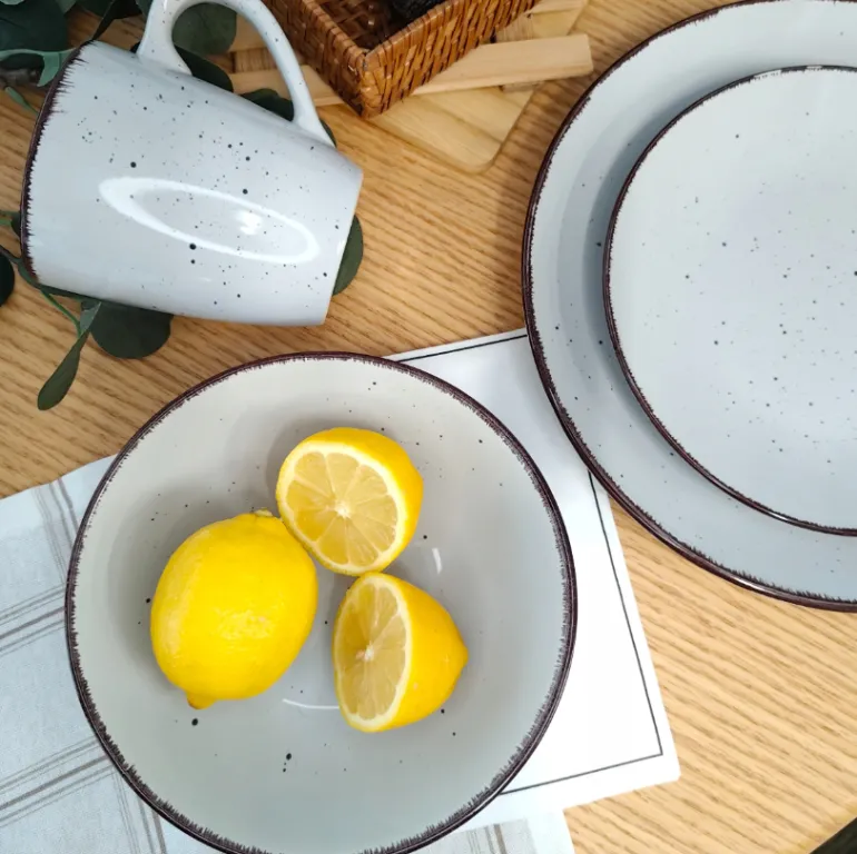 WYPRZEDAŻ! LIVELLO DUNA GREY CERAMIKA / Serwis obiadowy 24 el dla 6 osób (z kubkiem) / odcień szaro - piaskowy