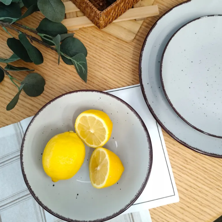 WYPRZEDAŻ! LIVELLO DUNA GREY CERAMIKA / Serwis obiadowy 24 el dla 6 osób (z kubkiem) / odcień szaro - piaskowy