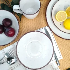 WYPRZEDAŻ! LIVELLO DUNA WHITE CERAMIKA / Serwis obiadowy 24 el dla 6 osób (z kubkiem) / odcień biało - piaskowy