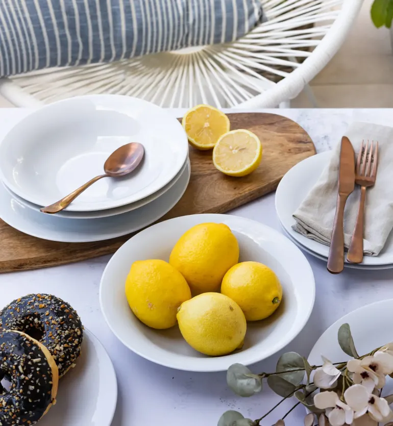 WYPRZEDAŻ! LUBIANA ETO MODERN BIAŁY Serwis obiadowy 54 el / 18 osób / porcelana dekorowana