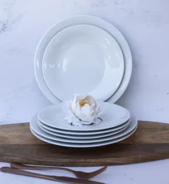 WYPRZEDAŻ! LUBIANA ETO MODERN BIAŁY Serwis obiadowy 54 el / 18 osób / porcelana dekorowana