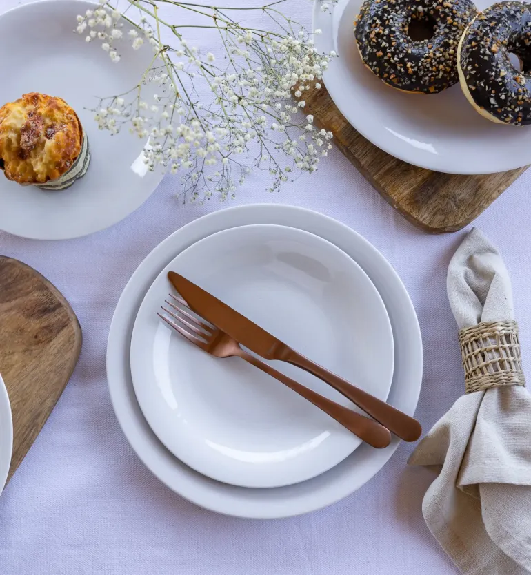 WYPRZEDAŻ! LUBIANA ETO MODERN BIAŁY Serwis obiadowy 54 el / 18 osób / porcelana dekorowana