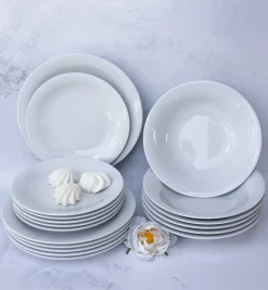 WYPRZEDAŻ! LUBIANA ETO MODERN BIAŁY Serwis obiadowy 18 el / 6 osób / porcelana dekorowana