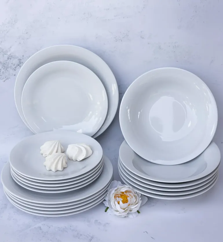 WYPRZEDAŻ! LUBIANA ETO MODERN BIAŁY Serwis obiadowy 18 el / 6 osób / porcelana dekorowana