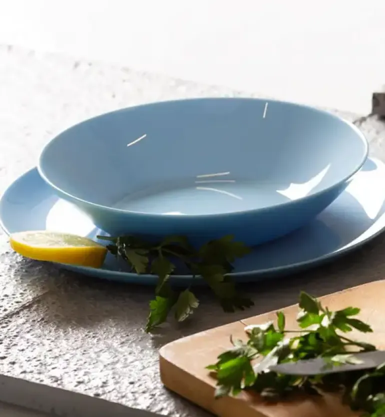 WYPRZEDAŻ! LUMINARC DIWALI LIGHT BLUE Komplet 3 talerzy dla 1 osoby / szkło hartowane