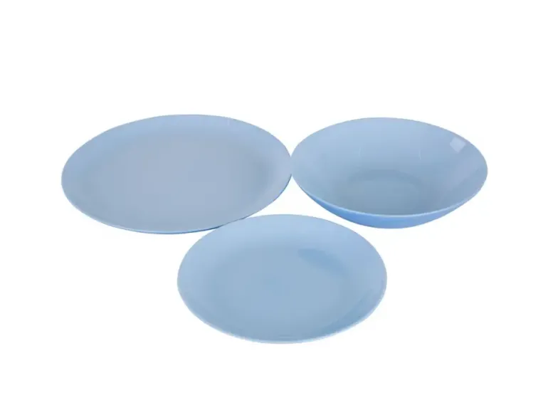 WYPRZEDAŻ! LUMINARC DIWALI LIGHT BLUE Komplet 3 talerzy dla 1 osoby / szkło hartowane