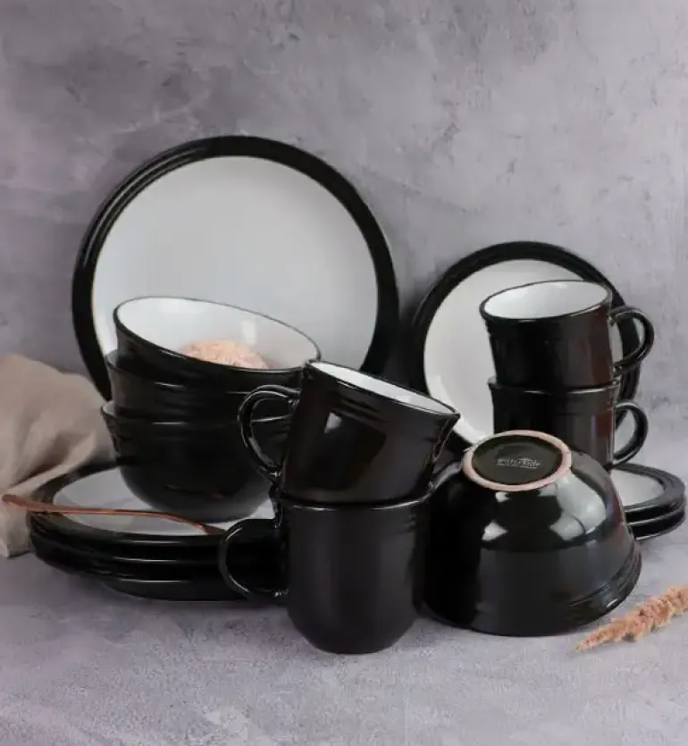 WYPRZEDAŻ! WATERSIDE CAMDEN BLACK Serwis obiadowy 16 el / 4 osób / porcelana
