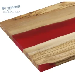 ZASSENHAUS | deska do serwowania, drewno oliwne/żywica epoksydowa, 45 x 22 cm, czerwona