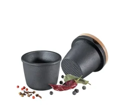 ZASSENHAUS Moździerz żeliwny do przypraw z bukową pokrywką / 8 cm