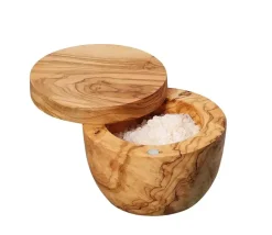 ZASSENHAUS Pojemnik na sól, drewno oliwne ⌀ 9,5×7 cm / FreeForm