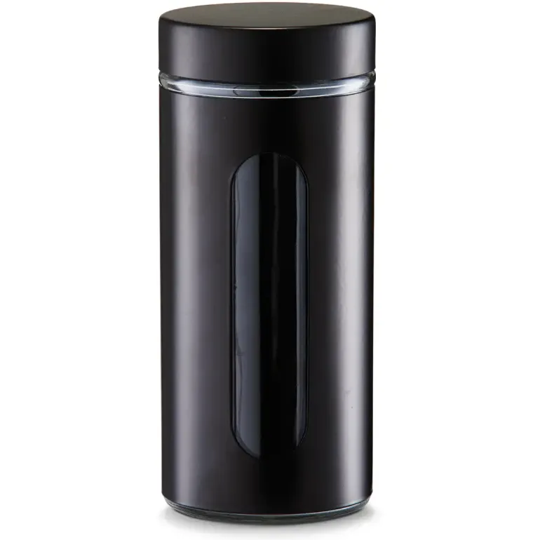 ZELLER Okrągły pojemnik do przechowywania 1200 ml czarny / szkło