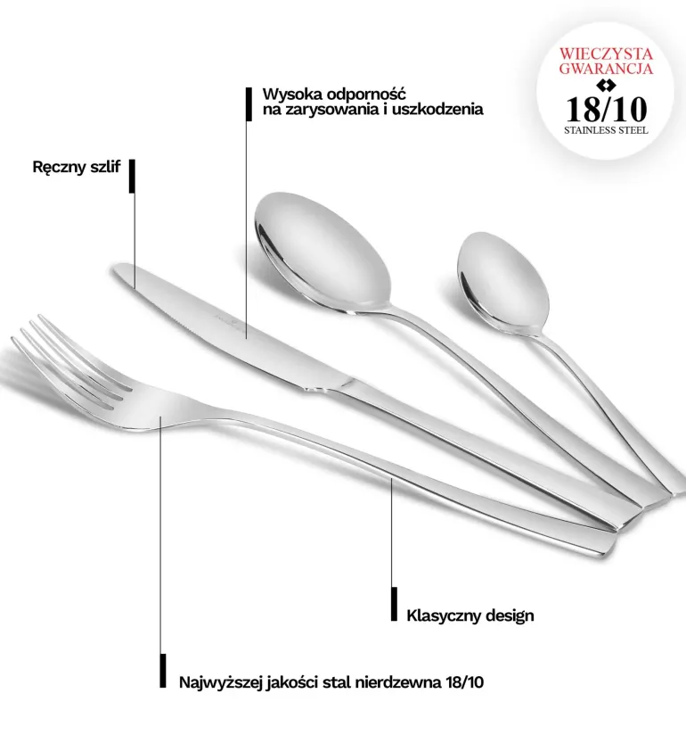 ZWIEGER ALVENA Sztućce Komplet 24 elementy dla 6 osób - stal 18/10