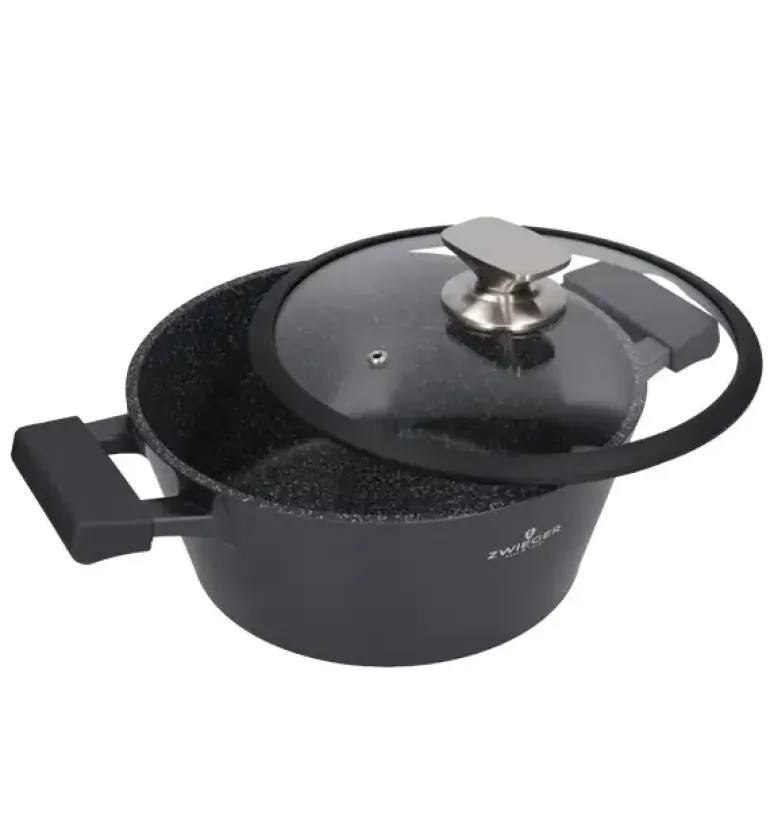 ZWIEGER BLACK STONE Garnek 3,6 l z pokrywką 24 cm GREBLON non-stick