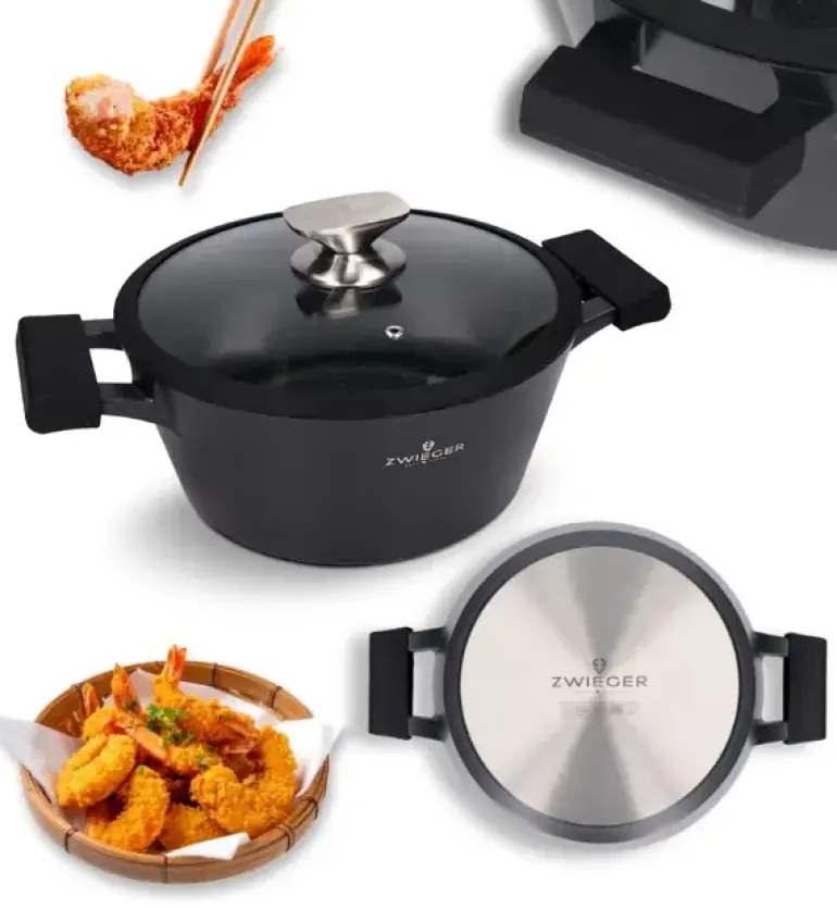 ZWIEGER BLACK STONE Garnek 3,6 l z pokrywką 24 cm GREBLON non-stick