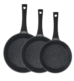 ZWIEGER BLACK STONE Komplet patelni uniwersalnych 20 + 24 + 28 cm / GREBLON non-stick