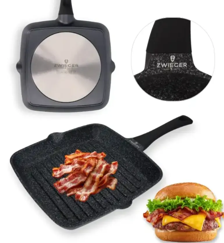 ZWIEGER BLACK STONE Patelnia Grillowa 28 cm GREBLON non-stick