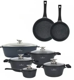 ZWIEGER BLACK STONE Zestaw garnków z pokrywkami 20, 24, 28 cm + Rondel 16 cm + Patelnie 20, 28 cm + Brytfanna VERON