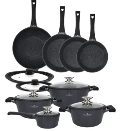 ZWIEGER BLACK STONE Zestaw garnków z pokrywkami 20, 24, 28 cm + Rondel 16 cm + Patelnie 20, 24, 28 cm + Wok 32 cm + Pokrywki Tadar