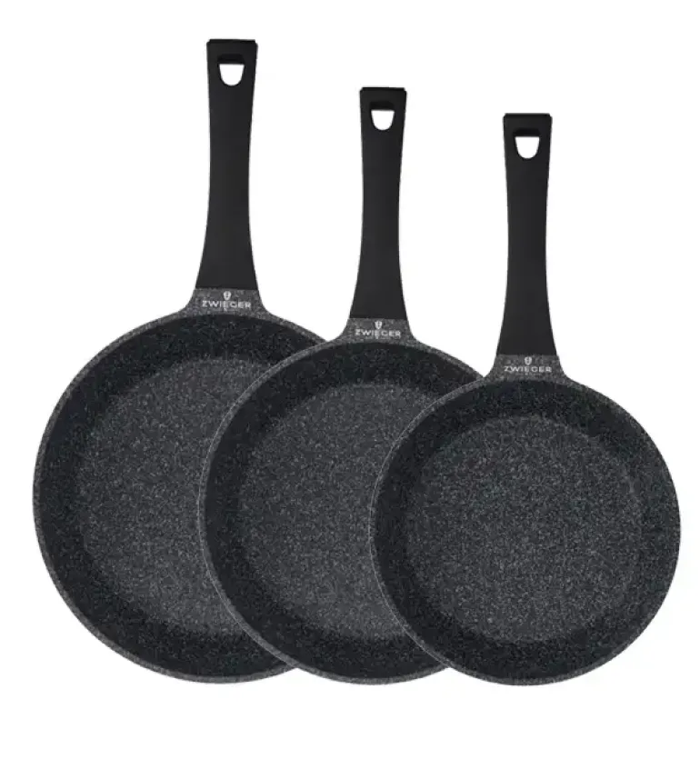 ZWIEGER BLACK STONE Zestaw garnków z pokrywkami 20, 24, 28 cm + Rondel 16 cm + Patelnie 20, 24, 28 cm + Brytfanna VERON
