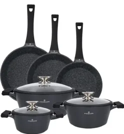ZWIEGER BLACK STONE Zestaw garnków z pokrywkami 20, 24, 28 cm + Patelnie 20, 24, 28 cm