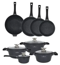 ZWIEGER BLACK STONE Zestaw garnków z pokrywkami 20, 24, 28 cm + Rondel 16 cm + Patelnie 20, 24, 28 cm + Wok 32 cm