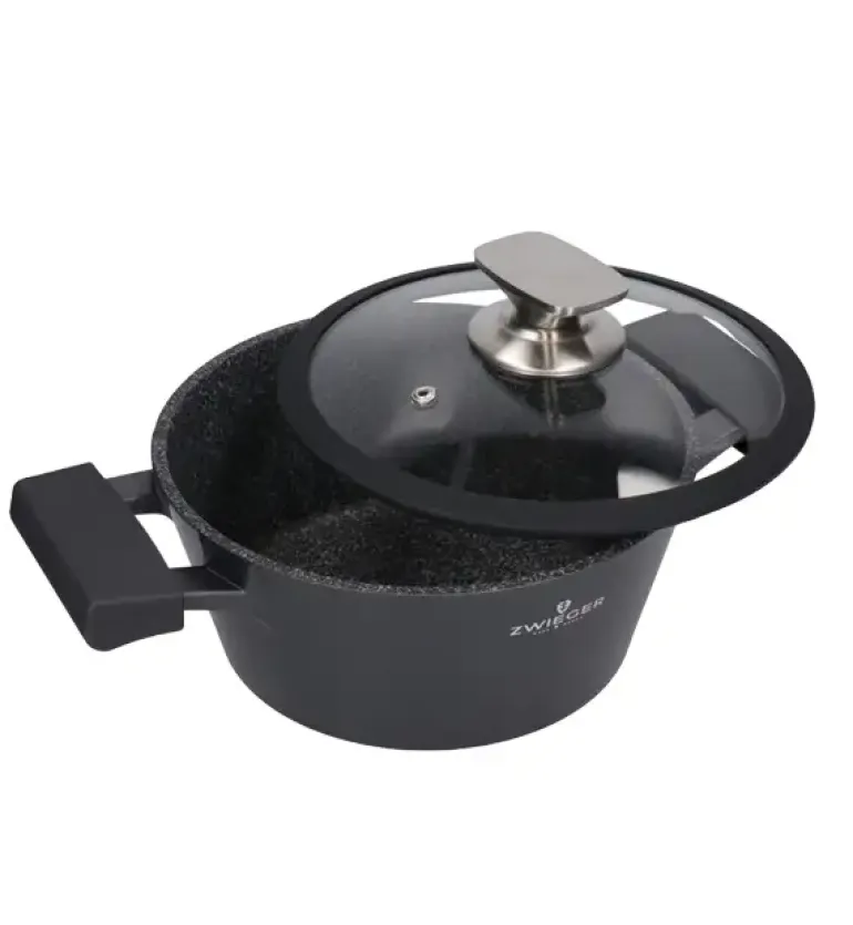 ZWIEGER BLACK STONE Zestaw garnków z pokrywkami 24, 28 cm + Patelnie 24, 28 cm + Pokrywka uniwersalna Tadar