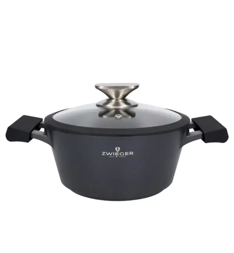 ZWIEGER BLACK STONE Zestaw garnków z pokrywkami 24, 28 cm + Patelnie 24, 28 cm + Pokrywka uniwersalna Tadar