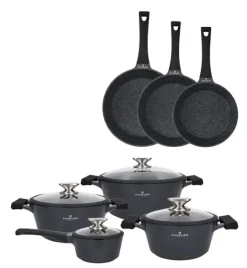 ZWIEGER BLACK STONE Zestaw garnków z pokrywkami 20, 24, 28 cm + Rondel 16 cm + Patelnie 20, 24, 28 cm