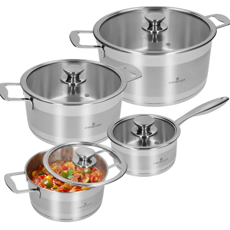 ZWIEGER CALDO Komplet garnki z pokrywkami 8 el (R16, 20, 24,28) + Brytfanna VERON