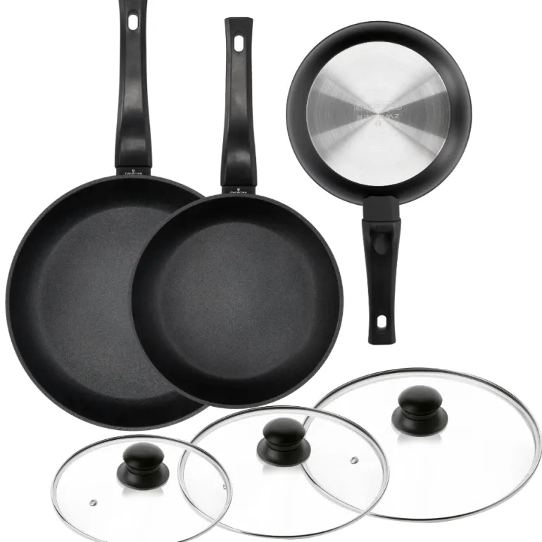 ZWIEGER CALDO Komplet patelnia 20, 24, 28 cm + pokrywki uniwersalne