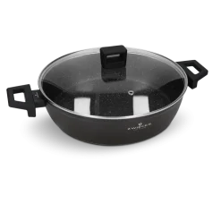 ZWIEGER FORTE Garnek płaski 3,8 L z pokrywką 28 cm / czarny / aluminium