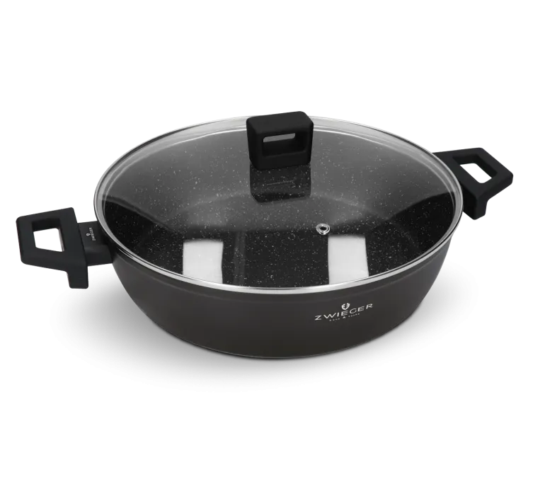 ZWIEGER FORTE Garnek płaski 3,8 L z pokrywką 28 cm / czarny / aluminium