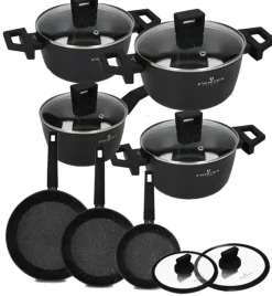 ZWIEGER FORTE Komplet garnków z pokrywkami 8 el /16, 18, 20, 24 cm + Patelnia 20, 24, 28 cm+ pokrywki Zwieger / aluminium