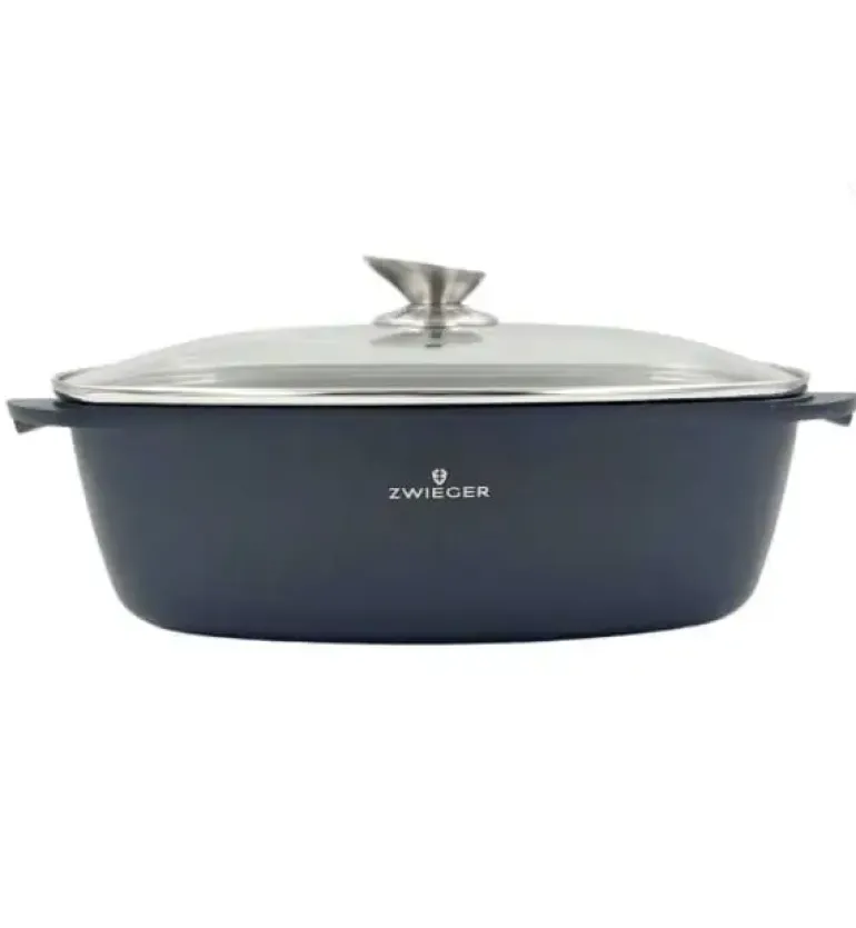 ZWIEGER FORTE Komplet garnków z pokrywkami / 16, 18, 20 cm + Patelnia 20, 24, 28 cm + Brytfanna VERON + Pokrywki silikonowe KAIA HOME