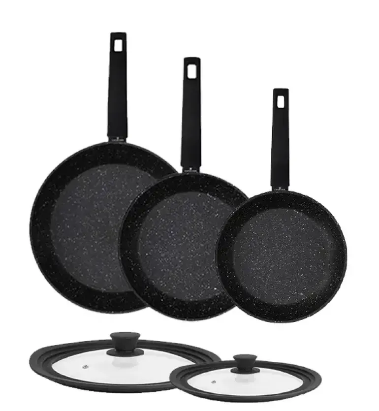 ZWIEGER FORTE Komplet garnków z pokrywkami 6 el /16, 18, 20 cm + Patelnia 20, 24, 28 cm+ pokrywki silikonowe / aluminium