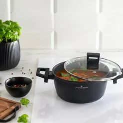ZWIEGER FORTE Komplet garnków z pokrywkami / 16, 18, 20, 24 cm + Patelnie 20, 24, 28 cm + Pokrywki szklane KAIA HOME