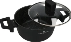 ZWIEGER FORTE Komplet garnków z pokrywkami / 16, 18, 20, 24 cm + Patelnie 20, 24, 28 cm + Pokrywki szklane KAIA HOME
