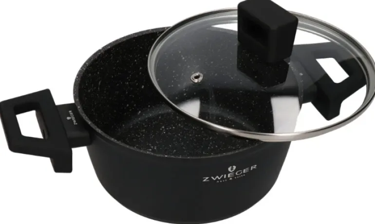 ZWIEGER FORTE Komplet garnków z pokrywkami / 16, 18, 20, 24 cm + Patelnie 20, 24, 28 cm + Pokrywki szklane KAIA HOME