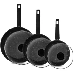 ZWIEGER FORTE Komplet garnków z pokrywkami / 16, 18, 20, 24 cm + Patelnie 20, 24, 28 cm + Brytfanna VERON + Pokrywki szklane KAIA HOME