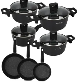 ZWIEGER FORTE Komplet garnków z pokrywkami 8 el /16, 18, 20, 24 cm + Patelnia 20, 24, 28 cm aluminium