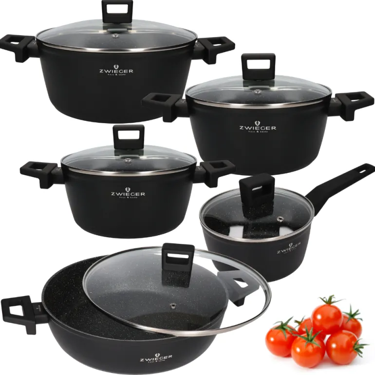 ZWIEGER FORTE Komplet garnków z pokrywkami 10 el / 16, 18, 20, 24, 28 cm / aluminium