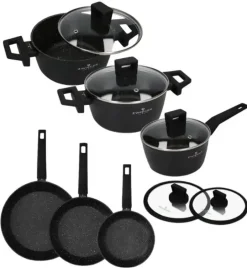 ZWIEGER FORTE Komplet garnków z pokrywkami 6 el /16, 18, 20 cm + Patelnia 20, 24, 28 cm + pokrywki Zwieger / aluminium