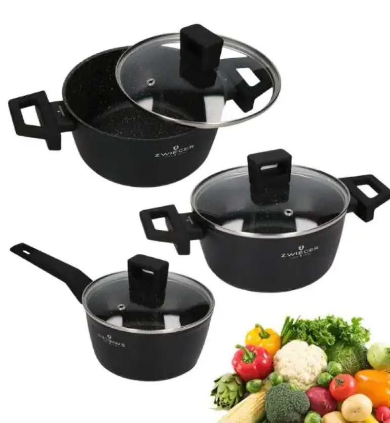 ZWIEGER FORTE Komplet garnków z pokrywkami 6 el /16, 18, 20 cm/ aluminium