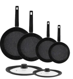 ZWIEGER FORTE Komplet Patelnia aluminiowa 20, 24, 26, 28 cm + pokrywki silikonowe / powłoka granitowa PFLUON / indukcja