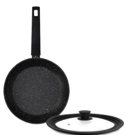 ZWIEGER FORTE Komplet patelnia aluminiowa 24 cm / powłoka granitowa PFLUON + pokrywka silikonowa