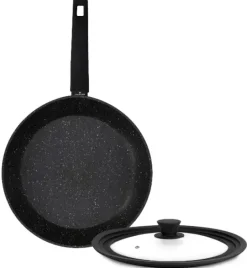 ZWIEGER FORTE Komplet patelnia aluminiowa 28 cm / powłoka granitowa PFLUON + pokrywka silikonowa