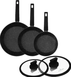 ZWIEGER FORTE Komplet Patelnia aluminiowa 20, 24, 28 cm + pokrywki / powłoka granitowa PFLUON / indukcja