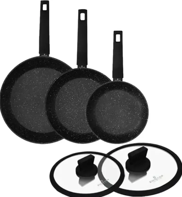 ZWIEGER FORTE Komplet Patelnia aluminiowa 20, 24, 28 cm + pokrywki / powłoka granitowa PFLUON / indukcja