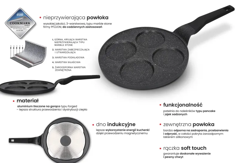 ZWIEGER FORTE Patelnia do naleśników typu pancake i jajek sadzonych 26 cm / indukcja