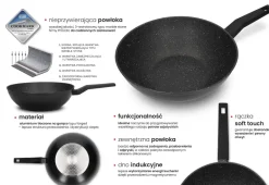 ZWIEGER FORTE Patelnia wok 30 cm / powłoka granitowa PFLUON / indukcja
